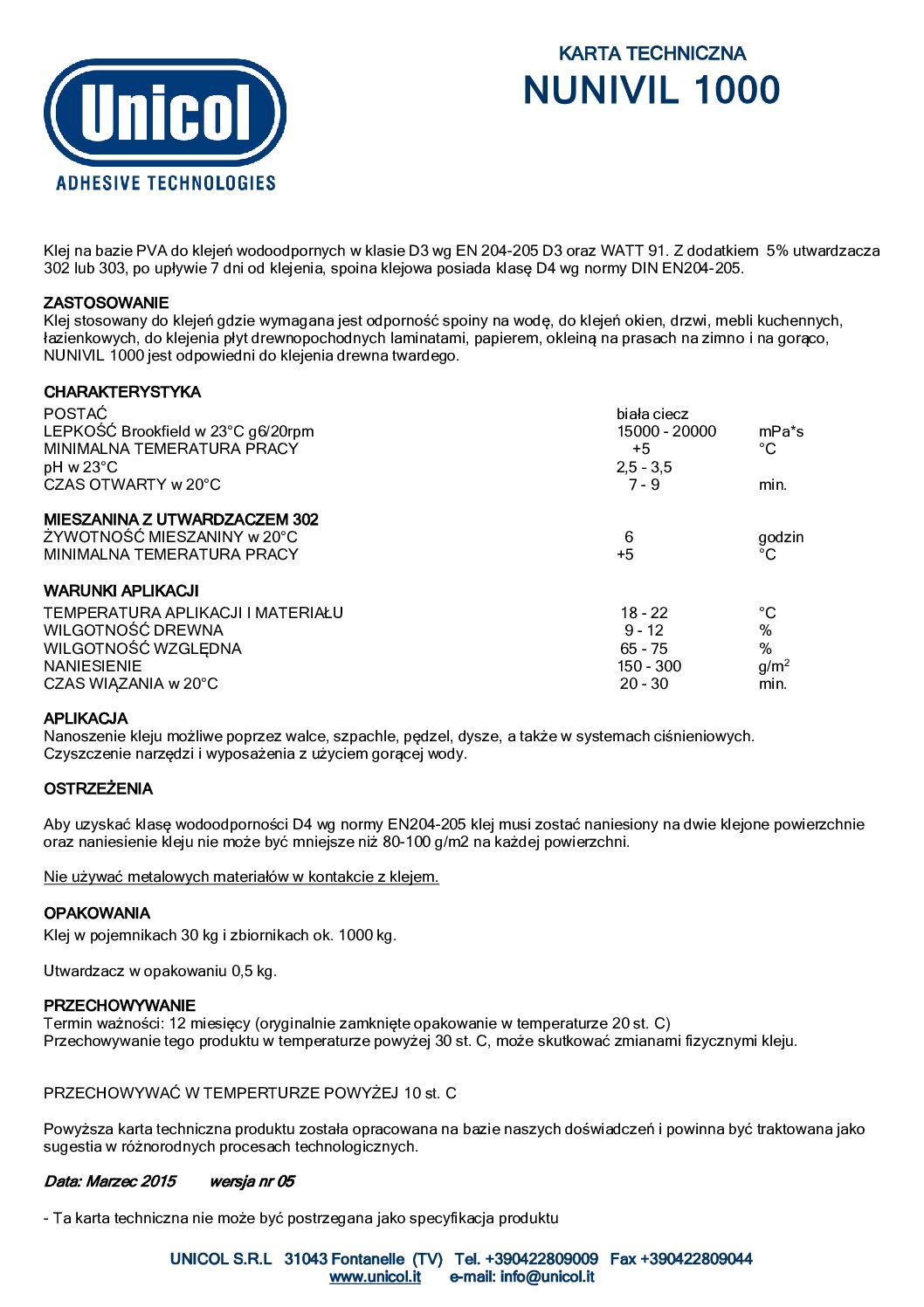 Klej D3 NUNIVIL 1000 - 20kg Klej D3 NUNIVIL 1000 - 20kg