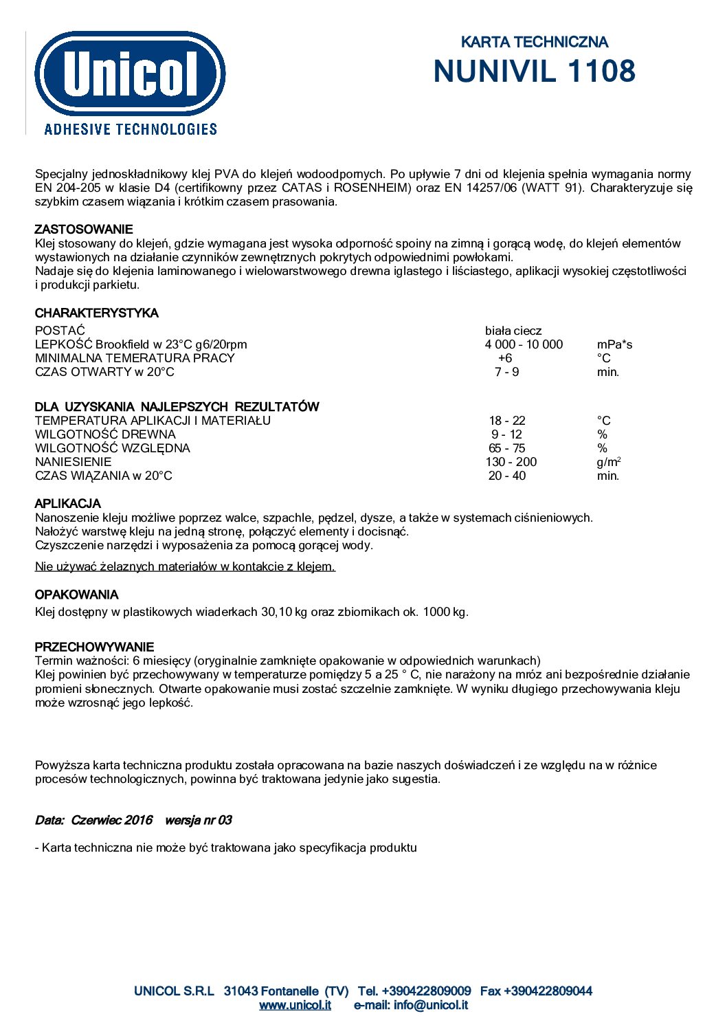 Klej D4 NUNIVIL 1108 – 30KG Klej D4 NUNIVIL 1108 – 30KG